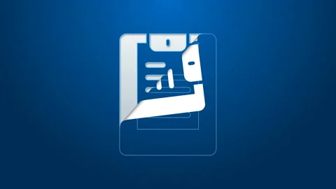 White line Server, Data report icon isolated on blue background. 4K Video motion Stock Footage 144352211