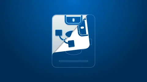 White line Server, Data, Web Hosting icon isolated on blue background. 4K Video Stock Footage 144352197