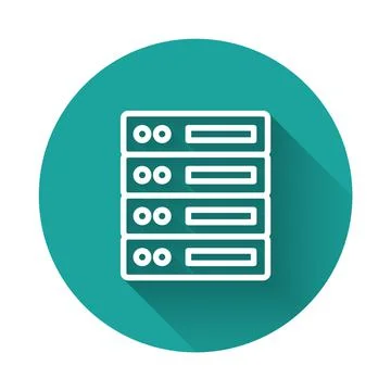 White line Server, Data, Web Hosting icon isolated with long shadow. Green 스톡 일러스트