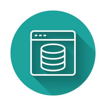 White line Server, Data, Web Hosting icon isolated with long shadow background 스톡 일러스트