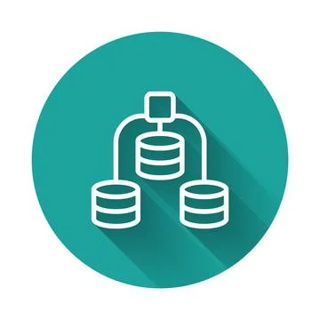 White line Server, Data, Web Hosting icon isolated with long shadow background 스톡 일러스트