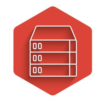 White line Server, Data, Web Hosting icon isolated with long shadow background 스톡 일러스트