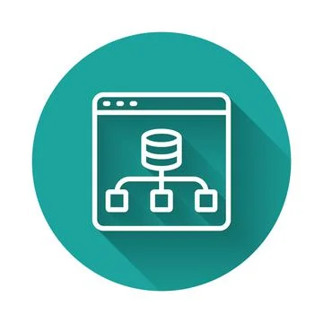 White line Server, Data, Web Hosting icon isolated with long shadow background 스톡 일러스트