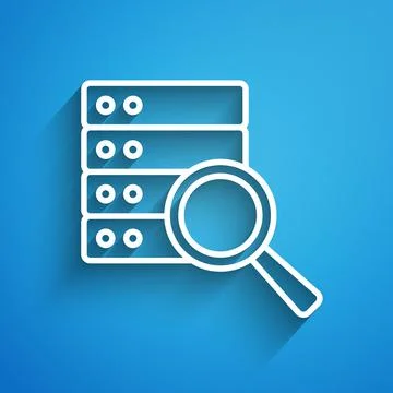 White line Server, Data, Web Hosting icon isolated on blue background. Long Stock Illustration