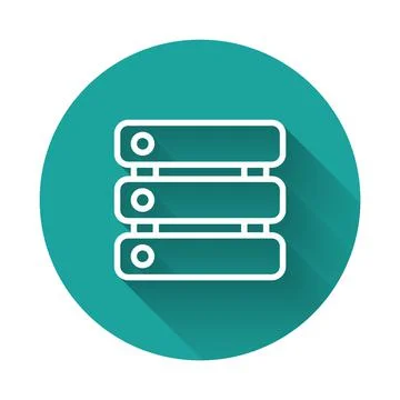 White line Server, Data, Web Hosting icon isolated with long shadow background 스톡 일러스트