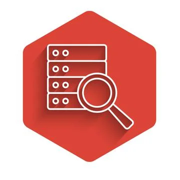 White line Server, Data, Web Hosting icon isolated with long shadow background 스톡 일러스트