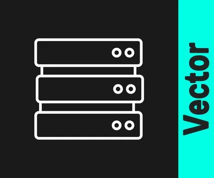 White line Server, Data, Web Hosting icon isolated on black background. Vector 스톡 일러스트