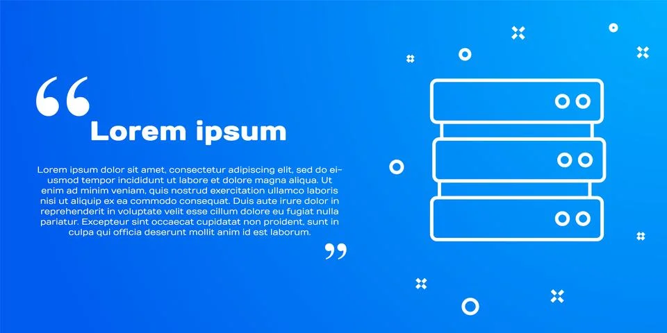 White line Server, Data, Web Hosting icon isolated on blue background.  Vecto Illustrazione stock