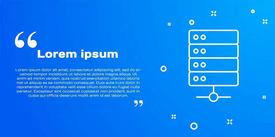 White line Server, Data, Web Hosting icon isolated on blue background.  Vecto Illustrazione stock