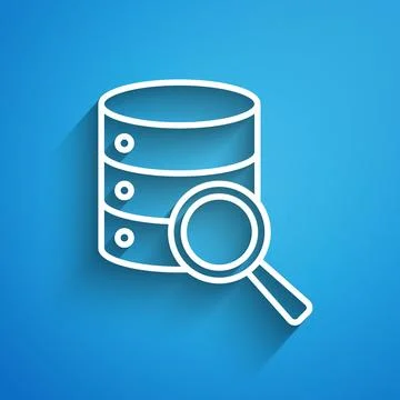 White line Server, Data, Web Hosting icon isolated on blue background. Long Stock Illustration