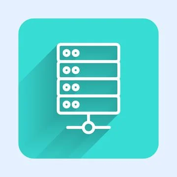 White line Server, Data, Web Hosting icon isolated with long shadow background Stock Illustration