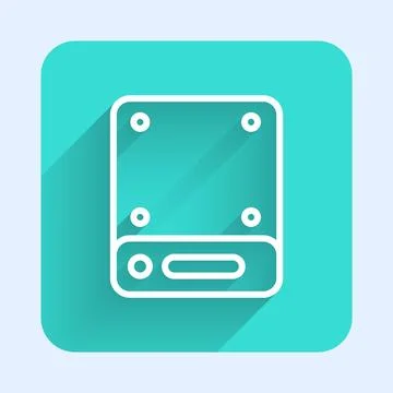 White line Server, Data, Web Hosting icon isolated with long shadow background Stock Illustration
