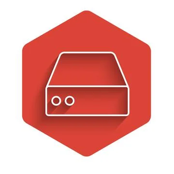 White line Server, Data, Web Hosting icon isolated with long shadow backgro.. Stock Illustration