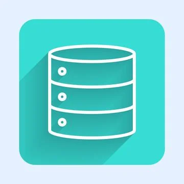 White line Server, Data, Web Hosting icon isolated with long shadow backgro.. Stock Illustration