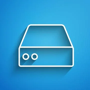 White line Server, Data, Web Hosting icon isolated on blue background. Long.. 스톡 일러스트