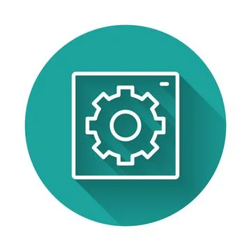White line Setting icon isolated with long shadow background. Tools, servic.. Stock Illustration