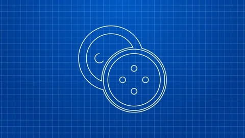 White line Sewing button for clothes icon isolated on blue background. Clothing Stock Footage 169322046