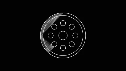 White line Sewing button for clothes icon isolated on black background. Clothing Stock Footage 203335890