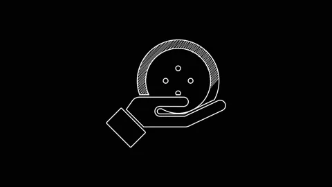 White line Sewing button for clothes icon isolated on black background. Clothing Stock Footage 203336582