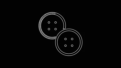 White line Sewing button for clothes icon isolated on black background. Clothing Stock Footage 203567679