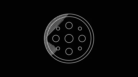 White line Sewing button for clothes icon isolated on black background. Clothing Stock Footage 203568269