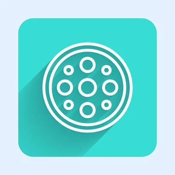 White line Sewing button for clothes icon isolated with long shadow. Clothing Stock Illustration