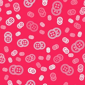 White line Sewing button for clothes icon isolated seamless pattern on red イラスト素材