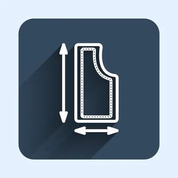 White line Sewing pattern icon isolated with long shadow background. Markings Stock Illustration