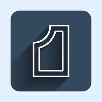 White line Sewing pattern icon isolated with long shadow background. Markings Illustrazione stock