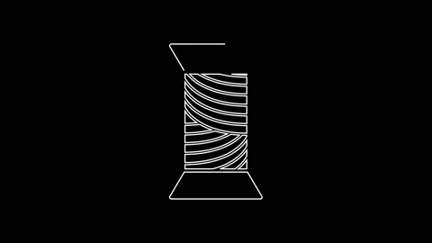 White line Sewing thread on spool icon isolated on black background. Yarn spool Stock Footage 161356170