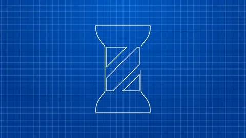 White line Sewing thread on spool icon isolated on blue background. Yarn spool Stock Footage 169322218
