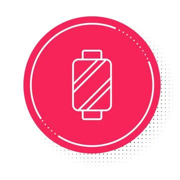 White line Sewing thread on spool icon isolated on white background. Yarn spool Stock Illustration