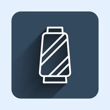 White line Sewing thread on spool icon isolated with long shadow background Stock Illustration
