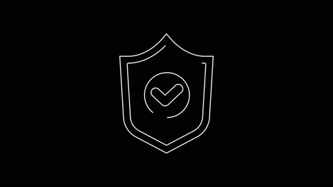 White line Shield with check mark icon i... | Stock Video | Pond5