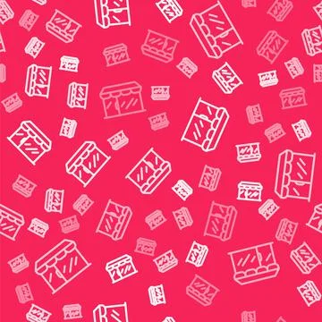 White line Shopping building or market store icon isolated seamless pattern on Ilustración de archivo