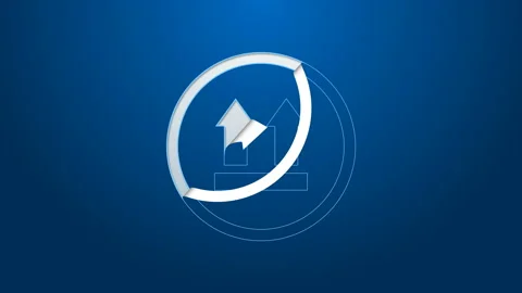 White line This side up icon isolated on blue background. Two arrows indicating Stock Footage 144226069