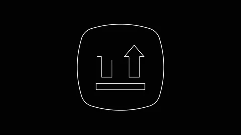 White line This side up icon isolated on black background. Two arrows indicating Stock Footage 167605627