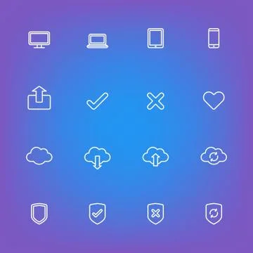 White line simple web icon set Stock Illustration
