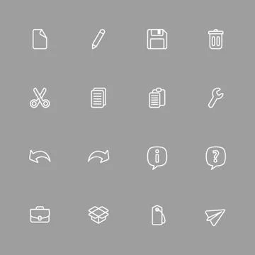 White line simple web icon set Stock Illustration