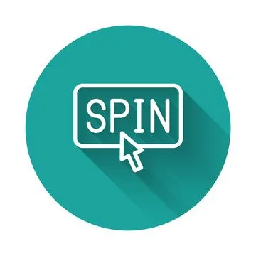 White line Slot machine spin button icon isolated with long shadow backgrou.. Stock Illustration