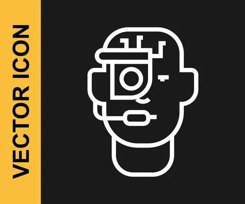 White line Smart glasses mounted on spectacles icon isolated on black background Stock Illustration