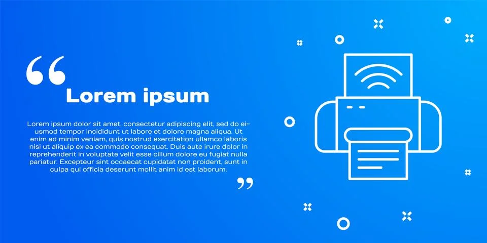 White line Smart printer system icon isolated on blue background. Internet .. Stock Illustration