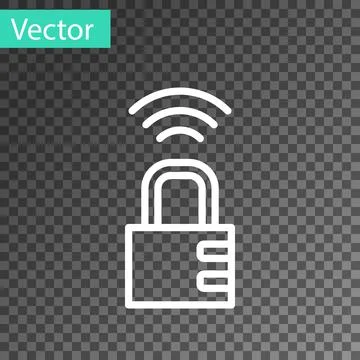 White line Smart safe combination lock icon isolated on transparent background Illustrazione stock
