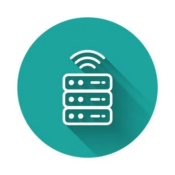 White line Smart Server, Data, Web Hosting icon isolated with long shadow 스톡 일러스트