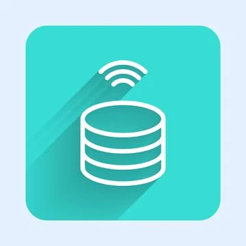 White line Smart Server, Data, Web Hosting icon isolated with long shadow b.. 스톡 일러스트