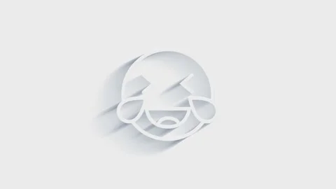 White line Smile face icon isolated with long shadow. Smiling emoticon. Happy Видео 151528494