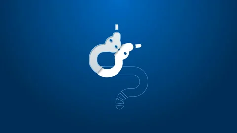 White line Snake icon isolated on blue background. 4K Video motion graphic Stock Footage 144289035