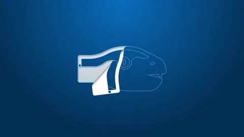 White line Snake icon isolated on blue background. 4K Video motion graphic Stock Footage 148447046