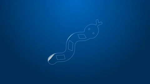 White line Snake icon isolated on blue background. 4K Video motion graphic Stock Footage 167861668