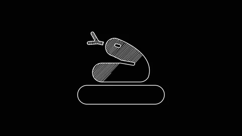 White line Snake icon isolated on black background. 4K Video motion graphic Stock Footage 203379944